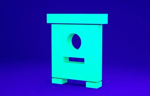 Green Hive for bees icon isolated on blue background. Beehive symbol. Apiary  Illustrazione stock