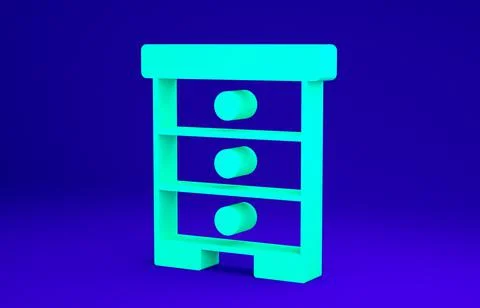 Green Hive for bees icon isolated on blue background. Beehive symbol. Apiary and Illustrazione stock