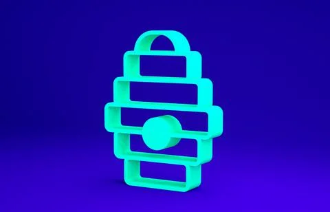 Green Hive for bees icon isolated on blue background. Beehive symbol. Apiary and Illustrazione stock