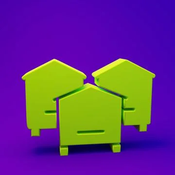 Green Hive for bees icon isolated on purple-blue background. Beehive symbol.. Illustrazione stock