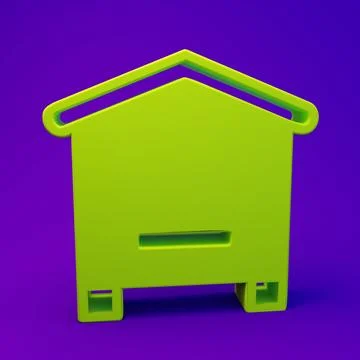 Green Hive for bees icon isolated on purple-blue background. Beehive symbol.. Illustrazione stock