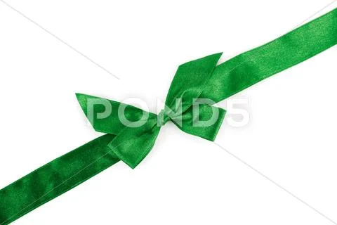 Green holiday ribbon Stock Photos