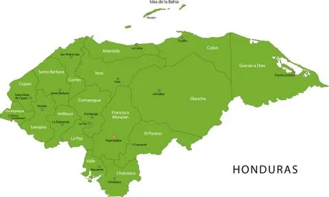 Green honduras map Stock Illustration