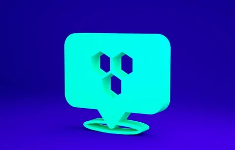 Green Honeycomb bee location map pin pointer icon isolated on blue background 스톡 일러스트