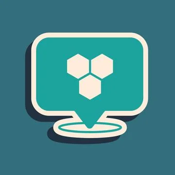 Green Honeycomb bee location map pin pointer icon isolated on green backgro.. Stock Illustration