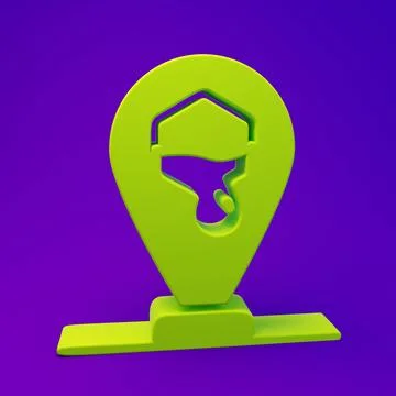 Green Honeycomb bee location map pin pointer icon isolated on purple-blue b.. Stock Illustration