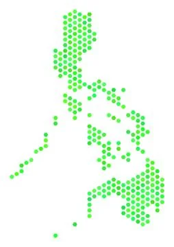 Green Honeycomb Philippines Map Stock Illustration
