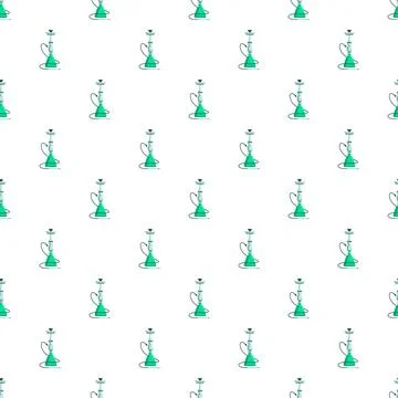Green hookah water pipe repeating seamless pattern background 스톡 일러스트