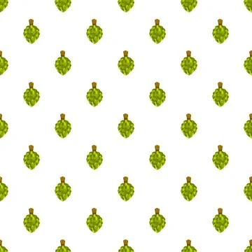 Green hop cones seamless pattern on white background 스톡 일러스트
