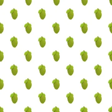 Green hops cones creating a seamless pattern Stock Illustration