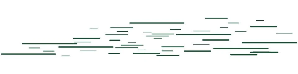Green horizontal lines of different thicknesses isolated on white background. Illustrazione stock