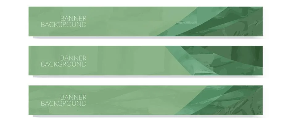 Green horizontal vector banner template or website header with abstract Illustrazione stock
