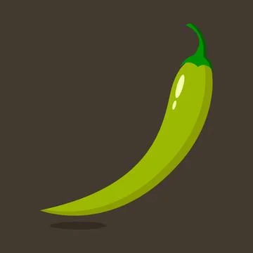 Green hot pepper, isolated vector illustration. Stock Illustration