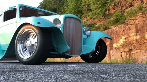 Green Hot Rod Rolls By Stock Footage 166578079