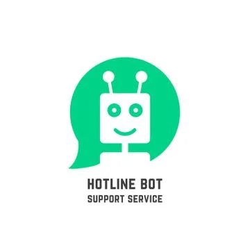 Green hotline bot logo like support service Stock Illustration