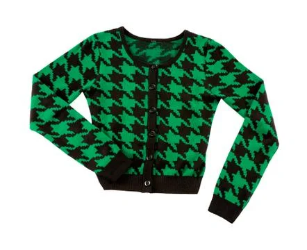 Green houndstooth check pullover Stock Photos