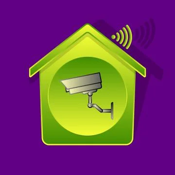 Green house and security camera (remote control) Stock Illustration