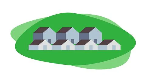 Green house icon. Pattern of building isolated on green background. Property Ilustración de archivo