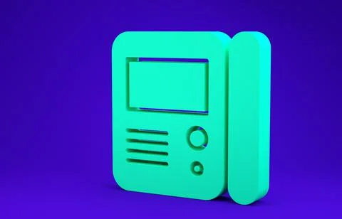 Green House intercom system icon isolated on blue background. Minimalism conc Stock Illustration