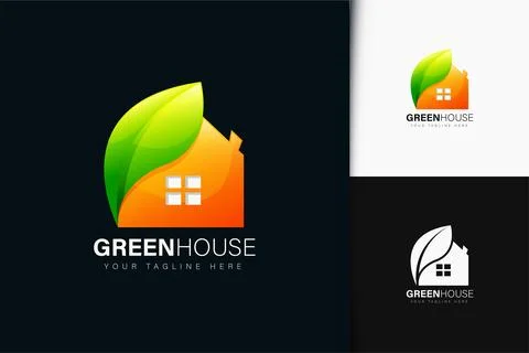 Green house logo design with gradient Stock Illustration