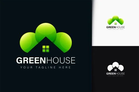 Green house logo design with gradient Stock Illustration