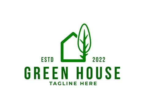 Green house logo design template Stock Illustration