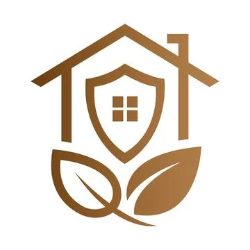 Green house logo design vector icon with modern creative idea Shield with simple Stock Illustration