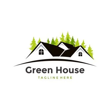 Green House Logo Vector Template Stock Illustration