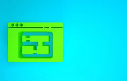 Green House plan icon isolated on blue background. Minimalism concept. 3d ill Ilustración de archivo
