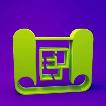 Green House plan icon isolated on purple-blue background. Minimalism concep.. Stock Illustration