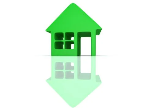 Green house with reflection. 3d render. 스톡 일러스트