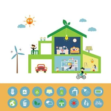 Green house save the planet Stock Illustration
