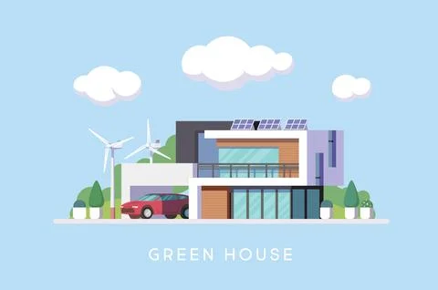 Green house. Vector flat illustration. Stock Illustration