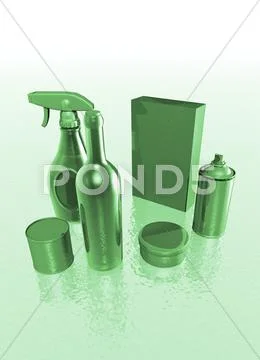Green household products, artwork Stock Illustration