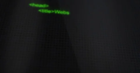Green HTML or HTML5 web typography scrolling down computer screen ALT Stock Footage 80698001