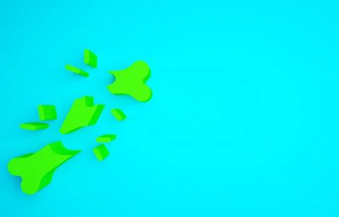 Green Human broken bone icon isolated on blue background. Minimalism concept. Stock Illustration