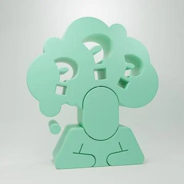 Green Human head with question mark icon isolated on grey background. Minim.. Stock Illustration