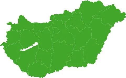 Green Hungary map Stock Illustration