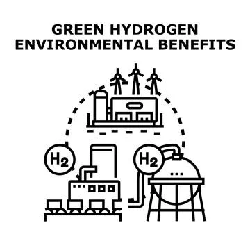 Green hydrogen production harnessing clean renewable energy Stock Illustration