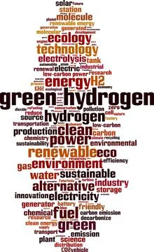 Green hydrogen word cloud Stock Illustration