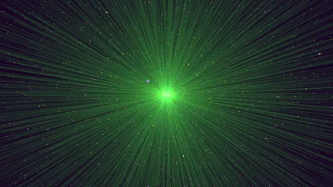 Green hyperspace light speed starfield tunnel background with radial motion Stock-Footage 330080665