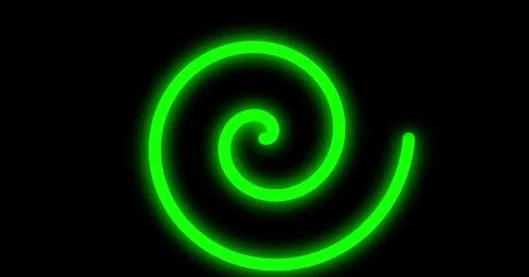 Green hypnotic spiral on black background. Abstract background, neon lines and Stock Illustration