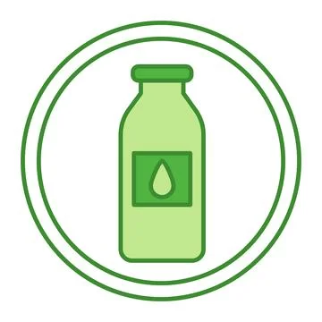 Green Icon Contains Lactose. Vector Icon of Bottle with Milk. Allergen Food.. Stock Illustration