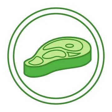 Green Icon Contains Meat. Vector Icon of Piece of Bacon. Meat Products. Lab.. Stock Illustration