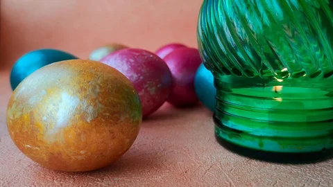 Green icon-lamp and Easter eggs Stock Footage 106253898