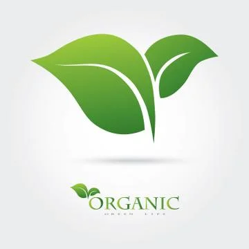 Green icon of the two leaves. Stock Illustration
