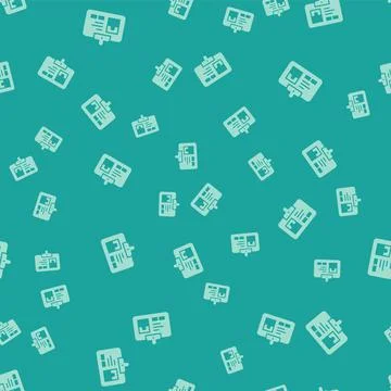 Green Identification badge icon isolated seamless pattern on green background Stock Illustration