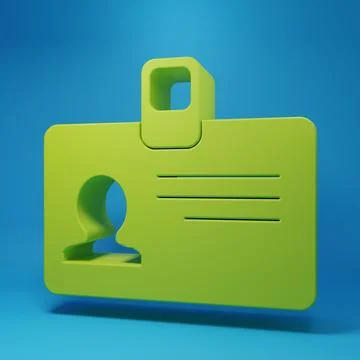 Green Identification badge icon isolated on blue background. It can be used.. Stock Illustration