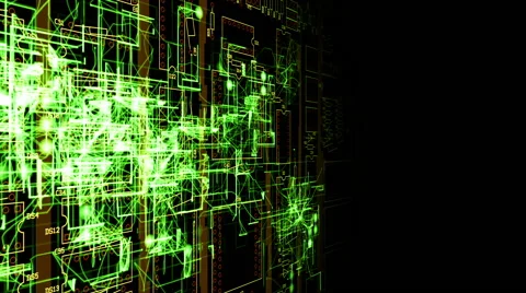 Green impulse on the motherboard Stock Footage 40221775
