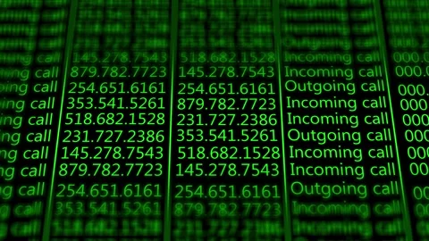 Green Incoming Outgoing Call Data Screen Stock Footage 341371987